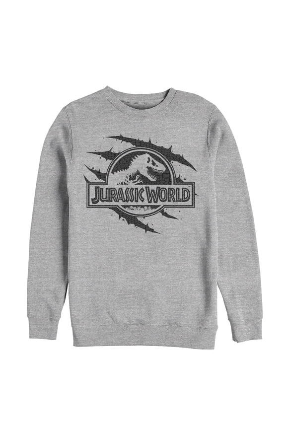 Men's Jurassic World: Fallen Kingdom Logo Scales Slash Sweatshirt Athletic Heather Medium
