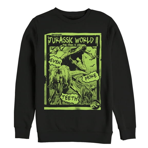 Men's Jurassic World: Fallen Kingdom More Teeth Poster Sweatshirt Black Small