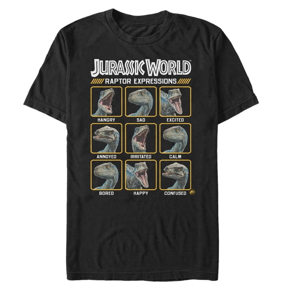 Men's Jurassic World: Fallen Kingdom Raptor Expressions Graphic Tee Black Small