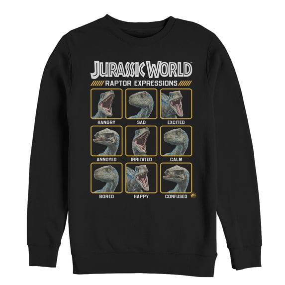 Men's Jurassic World: Fallen Kingdom Raptor Expressions Sweatshirt Black Large