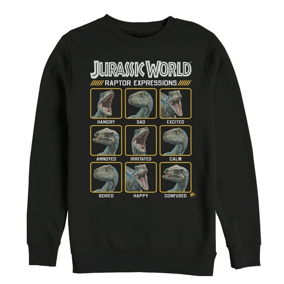 Men's Jurassic World: Fallen Kingdom Raptor Expressions Sweatshirt Black Medium