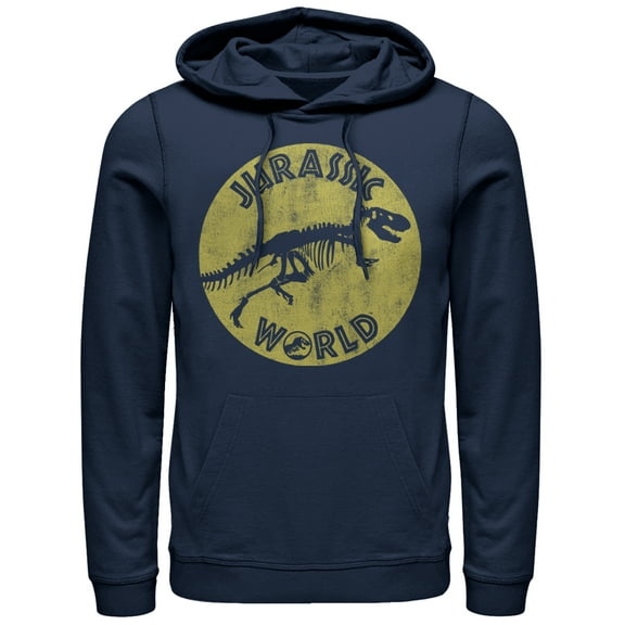 Men's Jurassic World: Fallen Kingdom Retro Fossil  Pull Over Hoodie Navy Blue Large