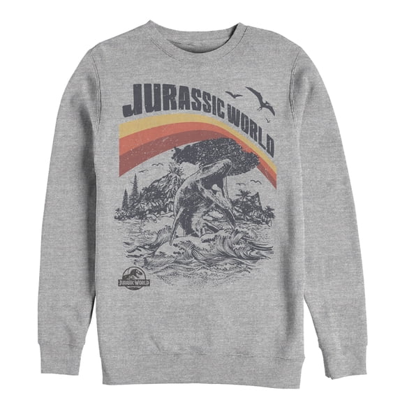 Men's Jurassic World: Fallen Kingdom Retro Sea Dino Sweatshirt Athletic Heather X Large