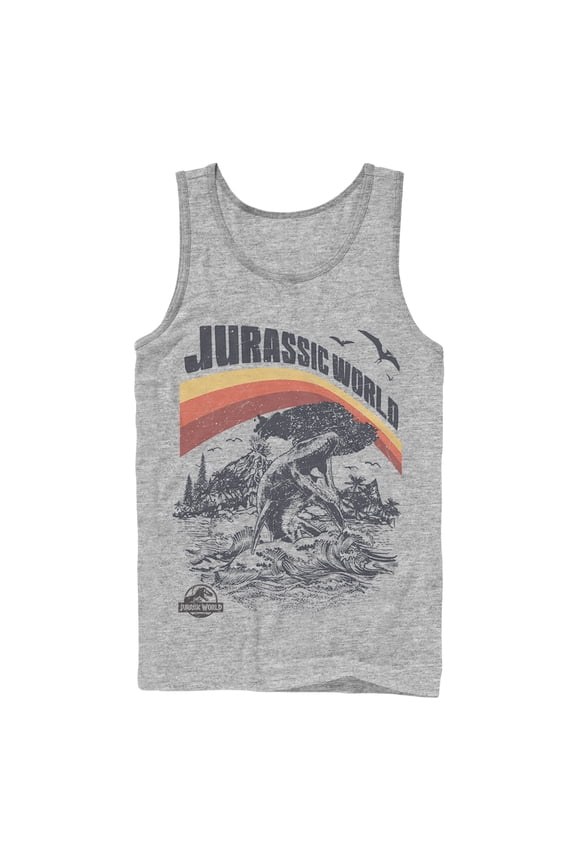 Men's Jurassic World: Fallen Kingdom Retro Sea Dino Tank Top Athletic Heather Large