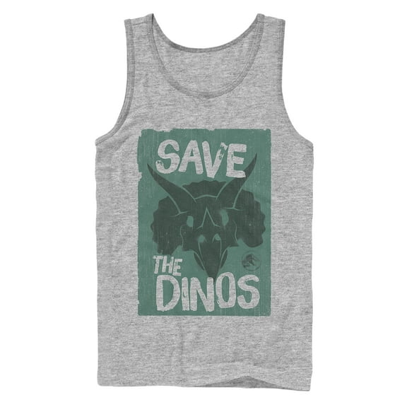 Men's Jurassic World: Fallen Kingdom Save the Dinos Cartoon Tank Top Athletic Heather 2X Large