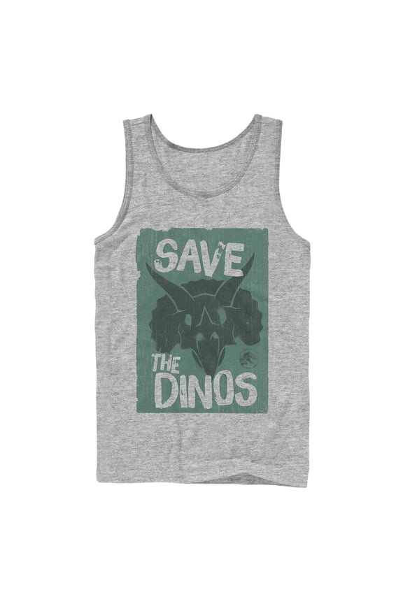 Men's Jurassic World: Fallen Kingdom Save the Dinos Cartoon Tank Top Athletic Heather X Large