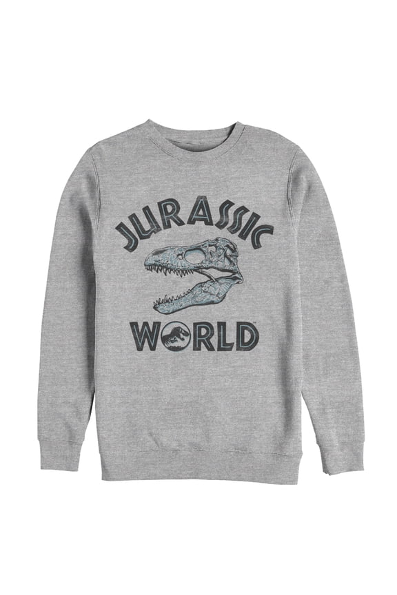 Men's Jurassic World: Fallen Kingdom Skeleton Logo Sweatshirt Athletic Heather Large