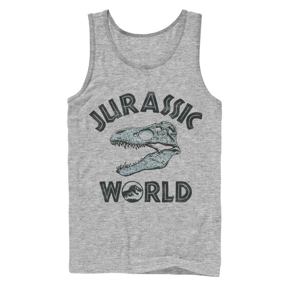 Men's Jurassic World: Fallen Kingdom Skeleton Logo Tank Top Athletic Heather Small
