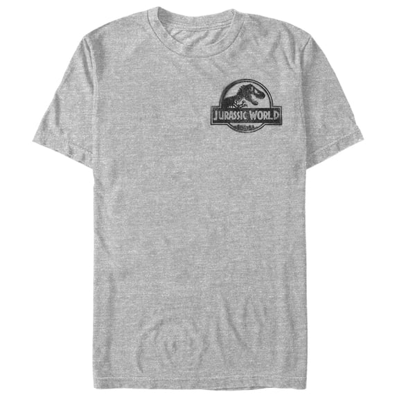 Men's Jurassic World: Fallen Kingdom Spray Paint Logo Badge Graphic Tee Athletic Heather Medium