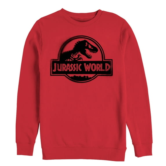 Men's Jurassic World: Fallen Kingdom Spray Paint Print Logo Sweatshirt Red Large