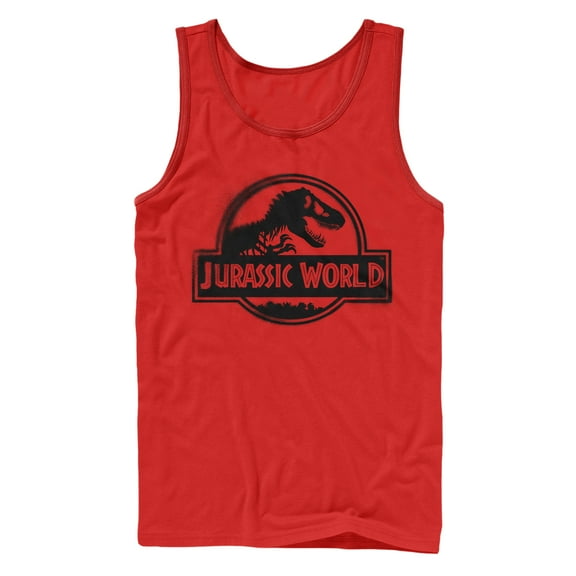 Men's Jurassic World: Fallen Kingdom Spray Paint Print Logo  Tank Top Red Large
