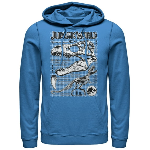 Men's Jurassic World: Fallen Kingdom T. Rex Details Pull Over Hoodie Royal Blue 3X Large