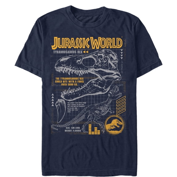Men's Jurassic World: Fallen Kingdom T.Rex Scary Facts Graphic Tee Navy Blue Medium
