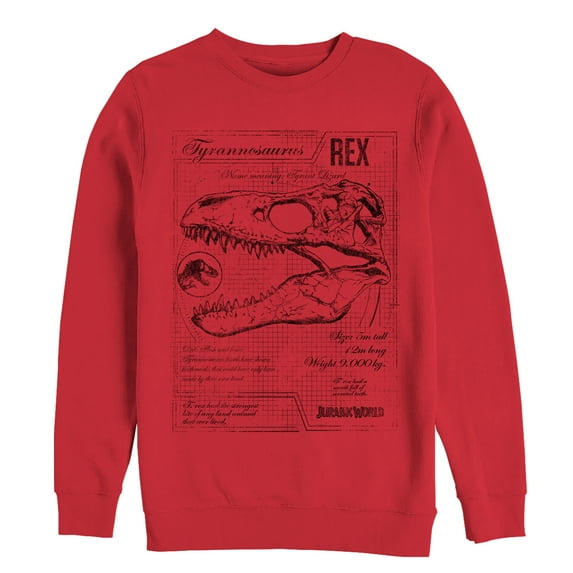 Men's Jurassic World: Fallen Kingdom T. Rex Schematics Sweatshirt Red Small