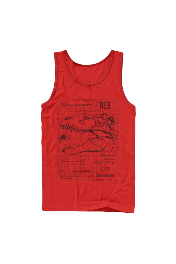 Men's Jurassic World: Fallen Kingdom T. Rex Schematics  Tank Top Red Large