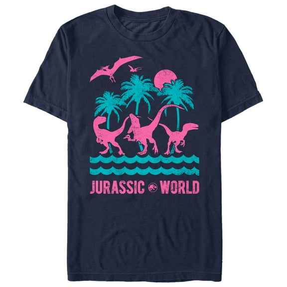 Men's Jurassic World: Fallen Kingdom Tropical Dinosaurs  Graphic Tee Navy Blue X Large