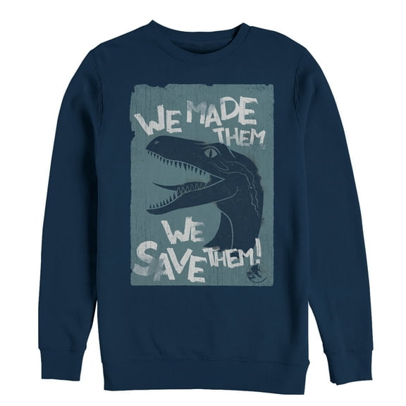 Men's Jurassic World: Fallen Kingdom We Save Them  Sweatshirt Navy Blue 2X Large