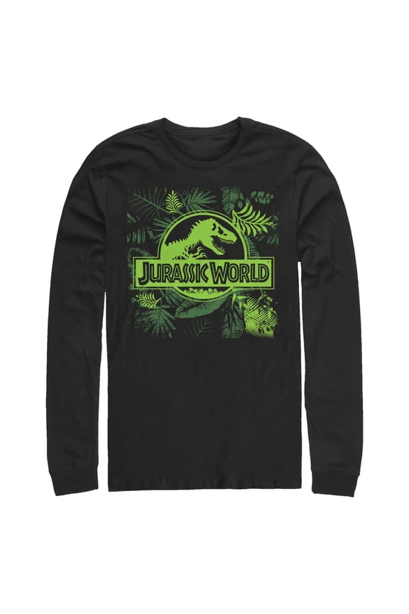 Men's Jurassic World Fern Leaf Logo Long Sleeve Shirt