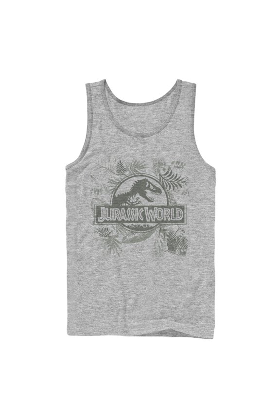 Men's Jurassic World Fern Leaf Logo Tank Top Athletic Heather X Large