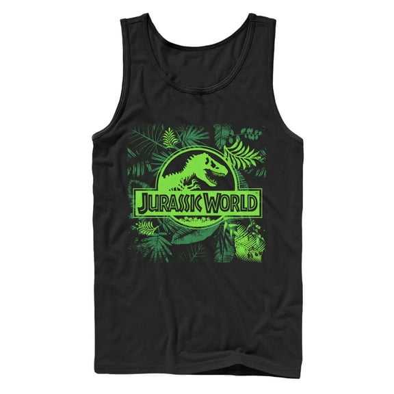 Men's Jurassic World Fern Leaf Logo  Tank Top Black Large