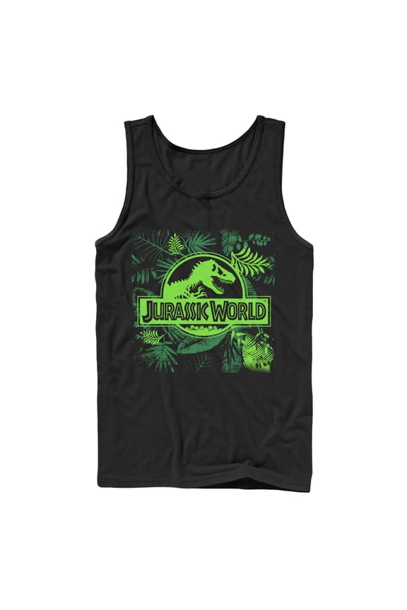 Men's Jurassic World Fern Leaf Logo Tank Top Black Large