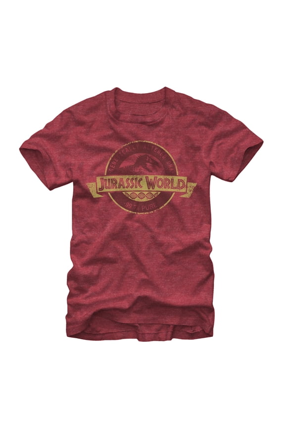 Men's Jurassic World Genetically Altered Logo  Graphic Tee Red Heather X Large
