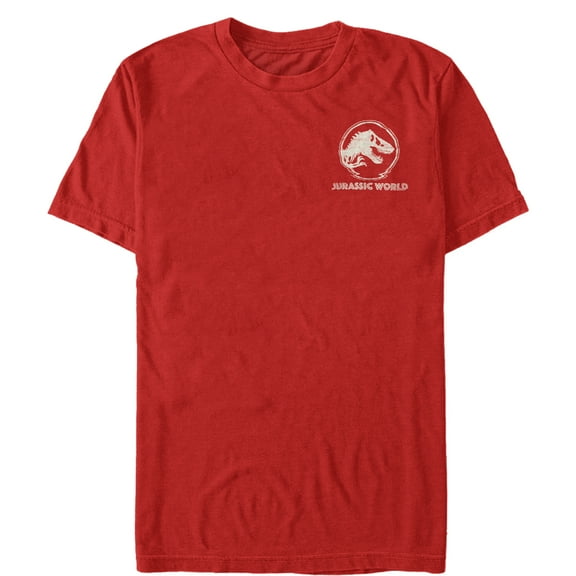Men's Jurassic World Glitch Logo Badge Graphic Tee Red Small