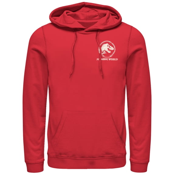 Men's Jurassic World Glitch Logo Badge  Pull Over Hoodie Red Small