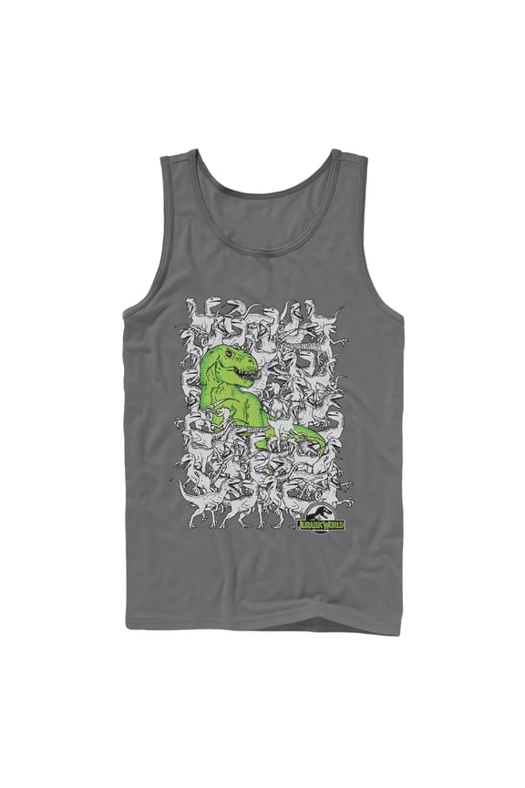 Men's Jurassic World Hidden T. Rex Tank Top Charcoal Medium