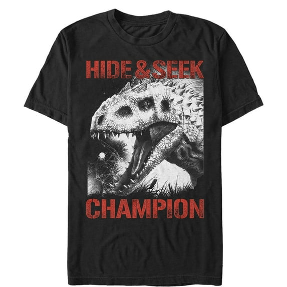 Men's Jurassic World Hide and Seek Champion Graphic Tee Black X Large