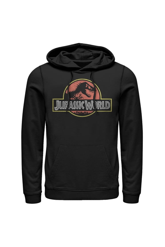Men's Jurassic World Iconic Logo  Pull Over Hoodie Black Small