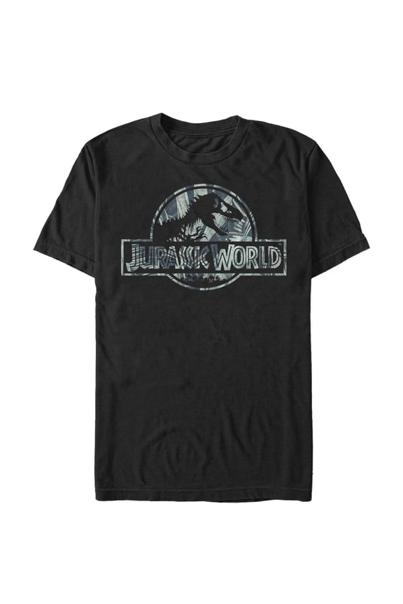 Men's Jurassic World Jurassic Worldscale Tropical T. Rex Logo Graphic Tee Black Large