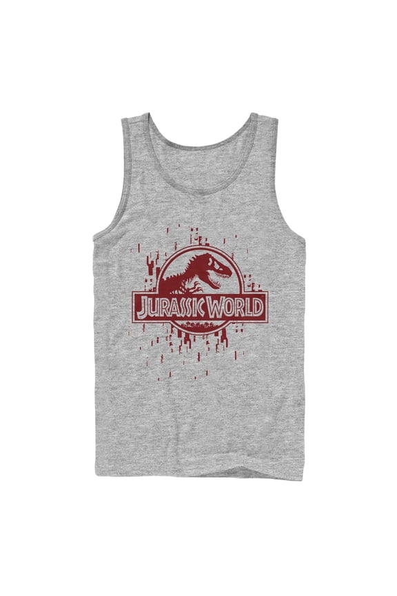 Men's Jurassic World Logo Glitch Code Tank Top Athletic Heather Small