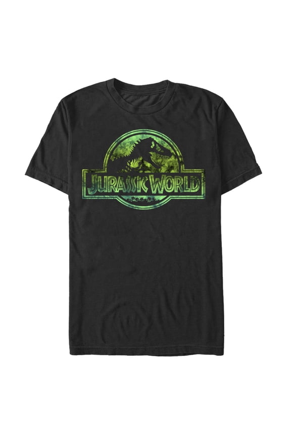 Men's Jurassic World Logo Tie Dye Print Graphic Tee Black Large