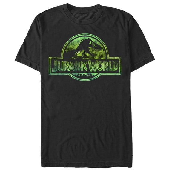 Men's Jurassic World Logo Tie Dye Print  Graphic Tee Black Medium