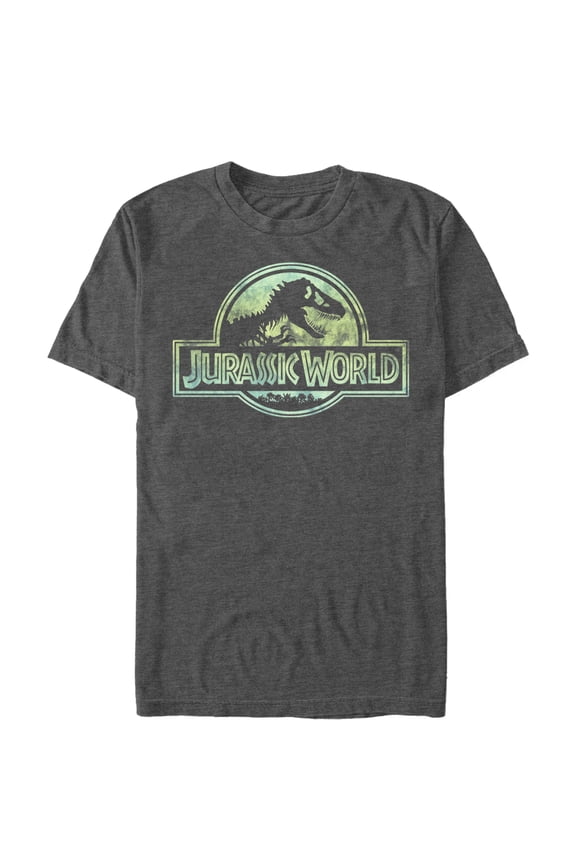 Men's Jurassic World Logo Tie Dye Print Graphic Tee Charcoal Heather Medium