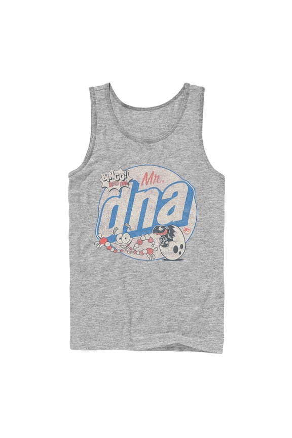 Men's Jurassic World Mr. DNA Cartoon Tank Top Athletic Heather Medium