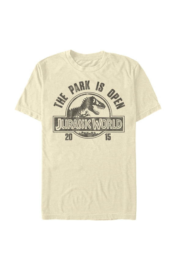 Men's Jurassic World Park Open Logo Graphic Tee Cream Small