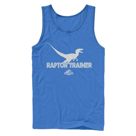 Men's Jurassic World Raptor Trainer Silhouette  Tank Top Royal Blue 2X Large