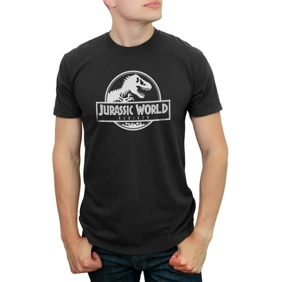 Men's Jurassic World: Rebirth Black and White Movie Logo  Graphic T-Shirt
