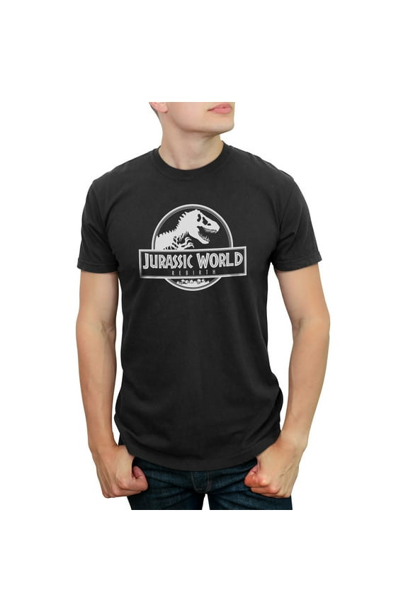 Men's Jurassic World: Rebirth Black and White Movie Logo Graphic T-Shirt