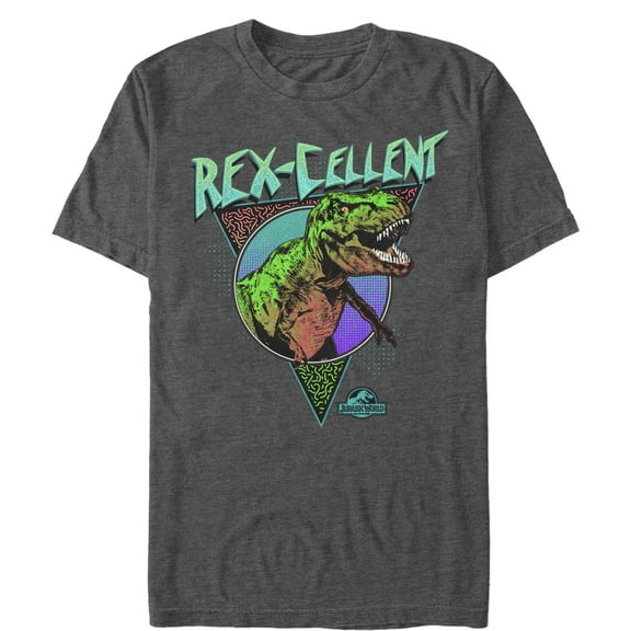 Men's Jurassic World Retro Rexcellent Dino Graphic Tee Charcoal Heather Small