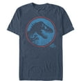 thumbnail image 1 of Men's Jurassic World Retro T. Rex Circle  Graphic Tee Navy Blue Heather 2X Large, 1 of 3