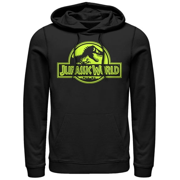 Men's Jurassic World Retro T. Rex Logo Pull Over Hoodie Black Medium
