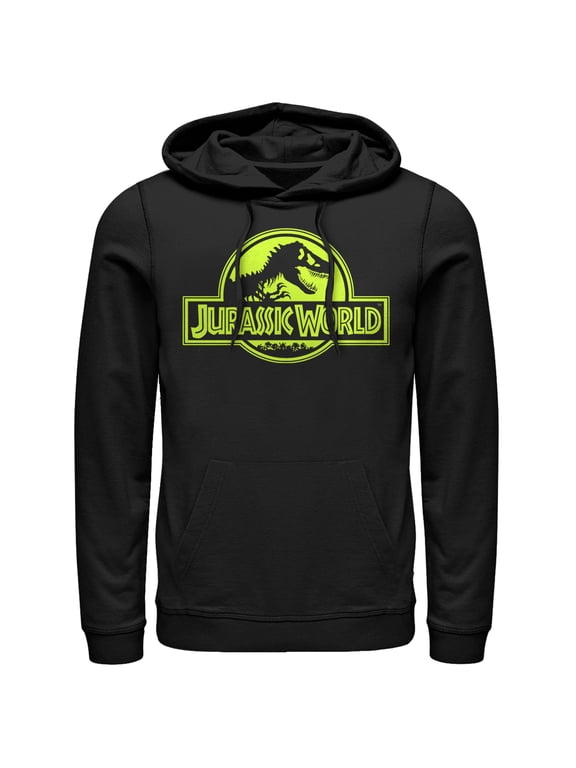 Men's Jurassic World Retro T. Rex Logo Pull Over Hoodie Black Medium