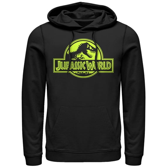 Men's Jurassic World Retro T. Rex Logo Pull Over Hoodie Black X Large