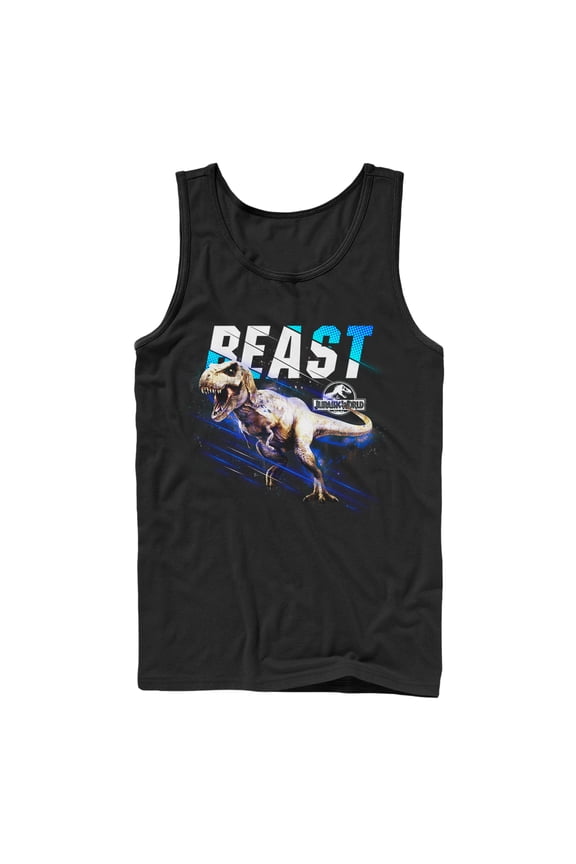Men's Jurassic World Rex Beast Streak Tank Top Black Large