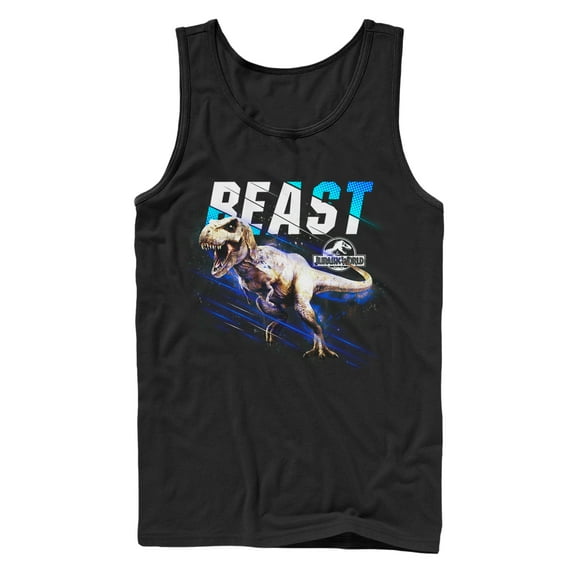 Men's Jurassic World Rex Beast Streak  Tank Top Black X Large