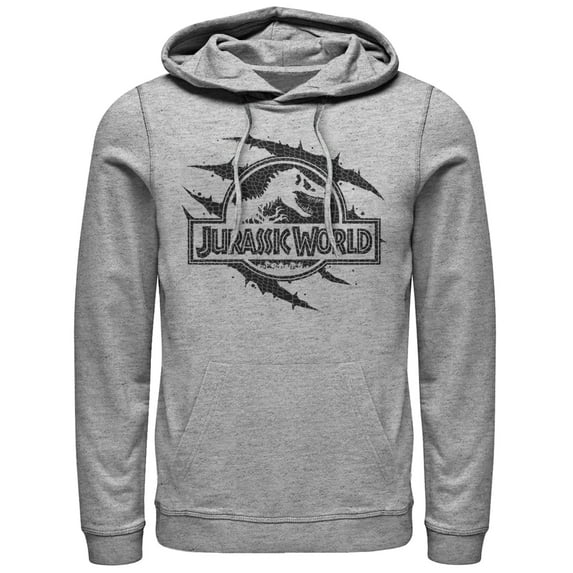 Men's Jurassic World Scale Logo Claw Marks Pull Over Hoodie Athletic Heather Large