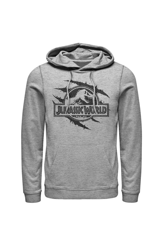 Men's Jurassic World Scale Logo Claw Marks  Pull Over Hoodie Athletic Heather Small